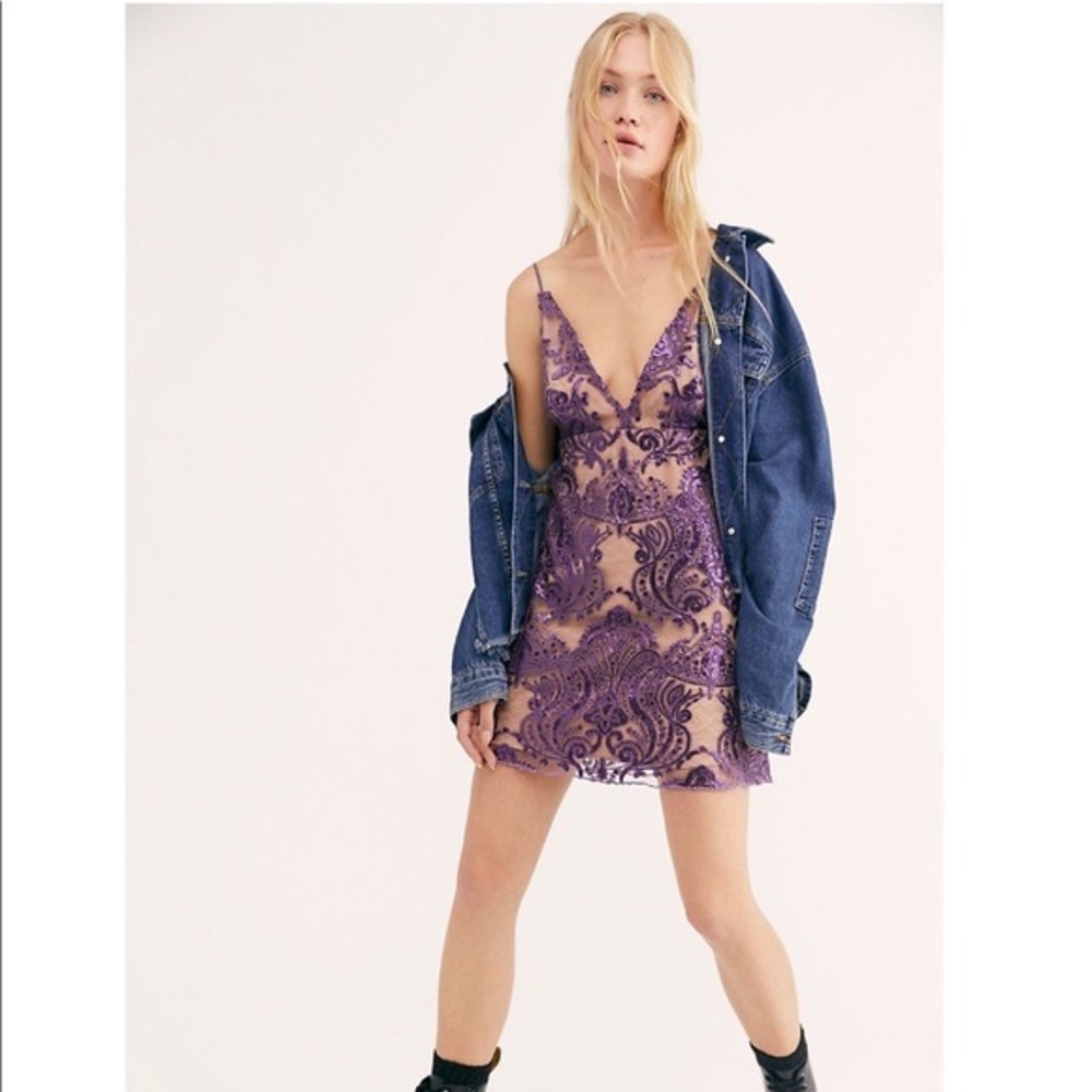 Free People Night Shimmer Mini Dress